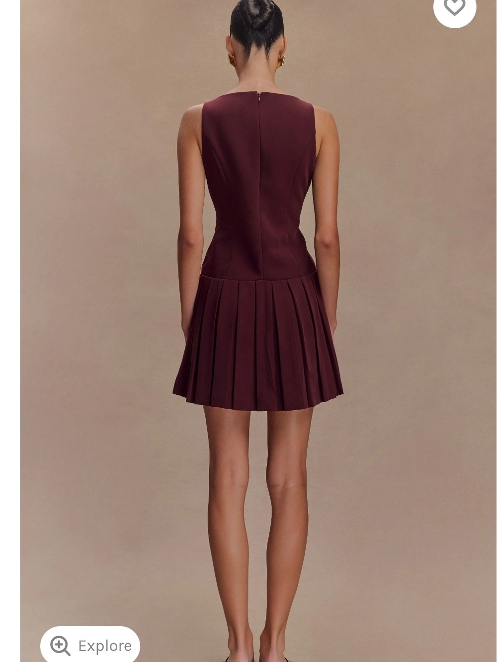 Meshki Sleeveless Pleated Mini Dress in Wine L - Picture 7 of 8